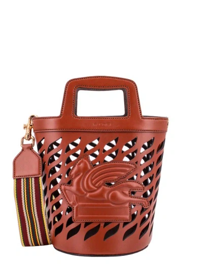 ETRO PERFORATED LEATHER BUCKET BAG WITH SHOULDER STRAP