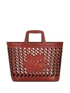 Etro Cut-out Lasered Tote With Top Handle In Brown
