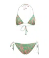 Etro Green And Pink Paisley Print Bikini Set In Green