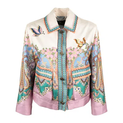 Etro Pink And Ivory Printed Silk Jacket
