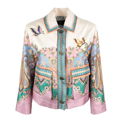 ETRO ETRO PINK AND IVORY PRINTED SILK JACKET