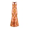 ETRO PINK AND PURPLE COTTON MAXI DRESS FOR WOMEN