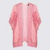 Etro Draped Kimono Sleeves Lightweight Paisley Top In Pink/red