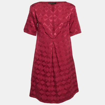 Pre-owned Etro Pink Burgundy Patterned Silk & Wool Blend Mini Dress S