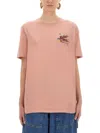 Etro Regular Fit T-shirt With Intricate Pegasus Graphic In Pink