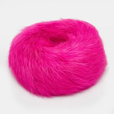 Pre-owned Etro Pink Fur Scrunchie Hair Tie