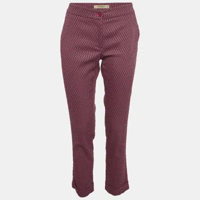 Pre-owned Etro Pink Jacquard Pattern Straight Fit Trousers M