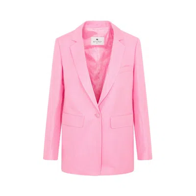 Etro Pink Linen And Silk Fuji Jacket