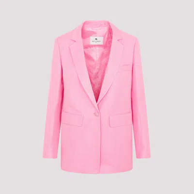 ETRO PINK LINEN AND SILK FUJI JACKET