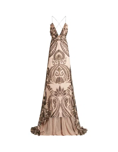 Etro Pink Maxi Dress With Angkor Print