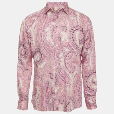 Pre-owned Etro Pink Paisley Print Cotton Long Sleeve Shirt Xxl