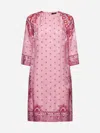 Etro | Pink Paisley Print Silk Blend Tunic Dress| Women | 48