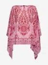Etro All-over Print Silk Cape In Pink