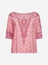 Etro Women Pink Paisley Print Stretch Jersey Top In Pink