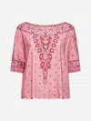 Etro Women Pink Paisley Print Stretch Jersey Top In Pink