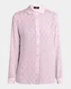 Etro Pink Paisley Silk Jacquard Button-down Blouse In Pale Pink 2