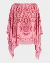 Etro Pink Paisley Silk Poncho In Tops Woman
