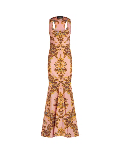 Etro Floral Stretch-cotton Maxi Dress In Pink & Purple