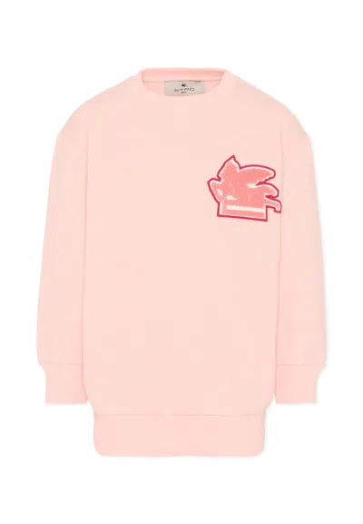 Etro Kids' Pink Sweatshirt With Pegasus For Girl