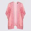 Etro Draped Kimono Sleeves Lightweight Paisley Top In Pink