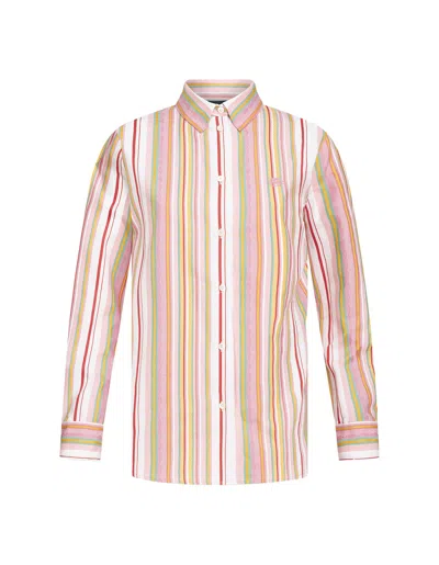 Etro Pink/multicolour Striped Cotton Shirt
