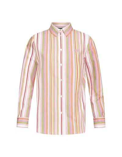 Etro Striped Jacquard Cotton Shirt In Multi