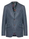 Etro Classic Pinstripe Blazer In Tailored Style In Blue