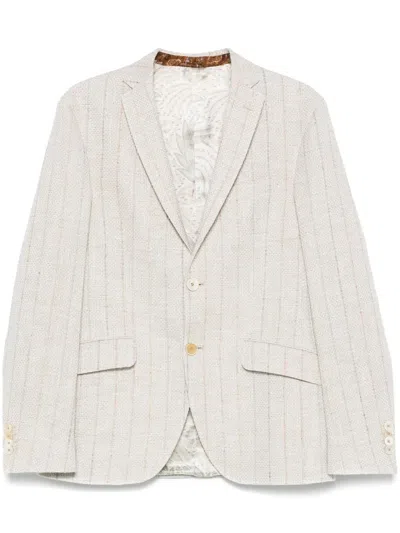 Etro Pinstripe Blazer In Gray