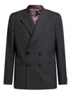 Etro Pinstripe Double-breasted Blazer In Black