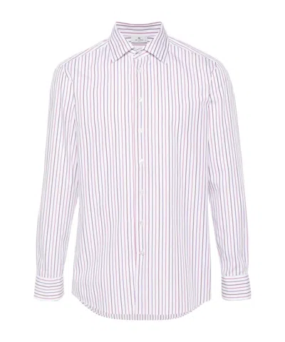 Etro Striped Cotton Shirt In White