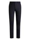 Etro Pinstripe Wool Trousers In Blue