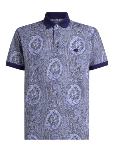 Etro Arnica Paisley Polo Shirt In Blue
