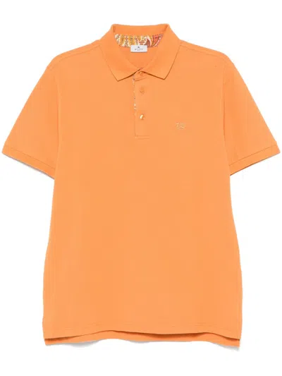 Etro Piqué-weave Polo Shirt In Orange