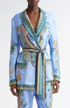 Etro Silk Twill Dressing Gown Jacket Jackets Blue In Blue