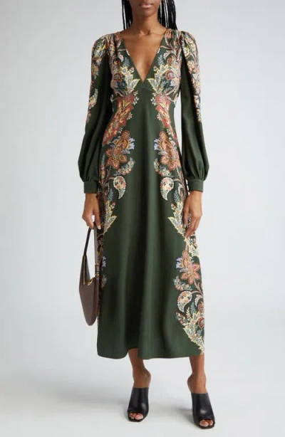 Etro Floral Print Twill Dress In Multi