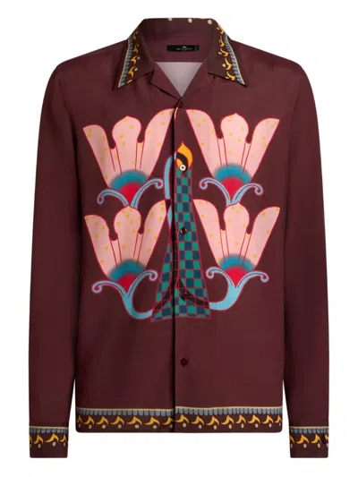 Etro Placed-print Long-sleeve Shirt In Multi