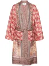 Etro Placed-print Silk Robe In Orange