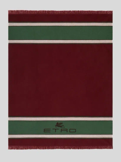 Etro Plaid Aus Wolle Und Kaschmir In Bordeaux