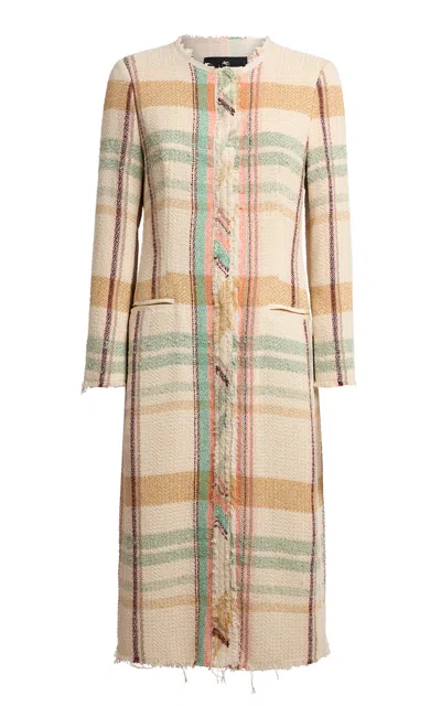 Etro Plaid Cotton-blend Jacket In Brown