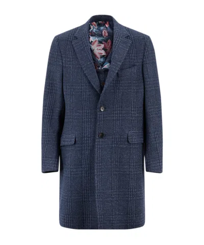 Etro Plaid Jacquard Mid-length Suit Jacket In Blue