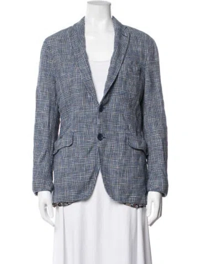 Pre-owned Etro Plaid Print Blazer In Blue