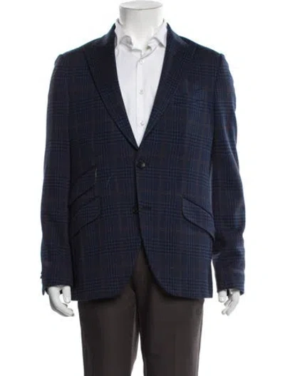 Pre-owned Etro Plaid Print Blazer In Blue/green