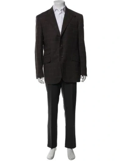 Pre-owned Etro Plaid Print Blazer In Brown