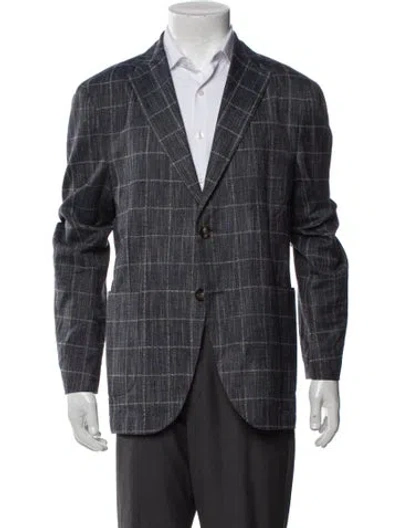 Pre-owned Etro Plaid Print Blazer In Gray