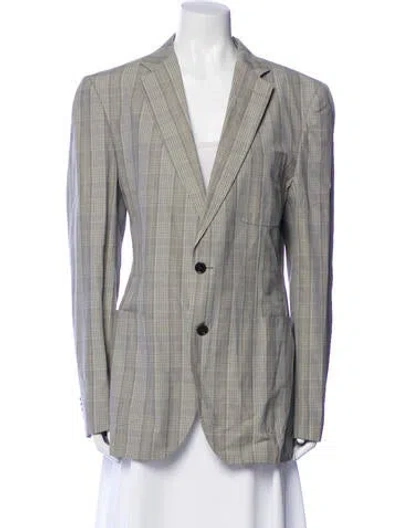 Pre-owned Etro Plaid Print Blazer In Gray