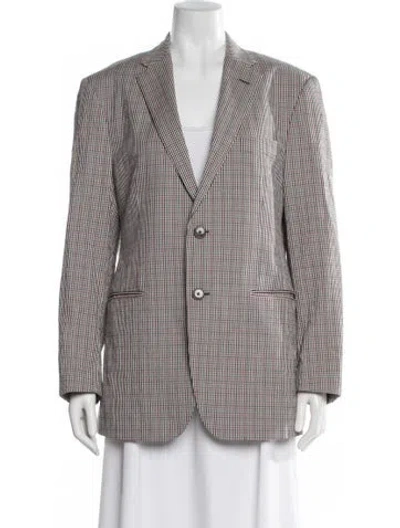 Pre-owned Etro Plaid Print Blazer In Gray
