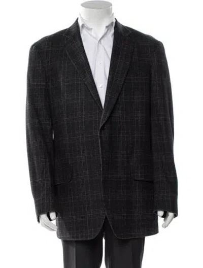 Pre-owned Etro Plaid Print Blazer In Gray