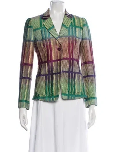 Pre-owned Etro Plaid Print Blazer In Green