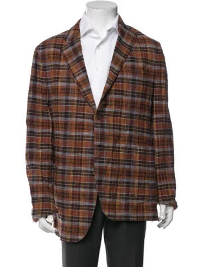 Pre-owned Etro Plaid Print Blazer In Green