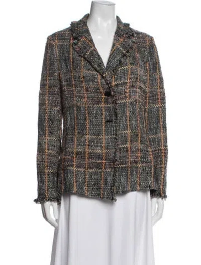 Pre-owned Etro Plaid Print Blazer In Grey